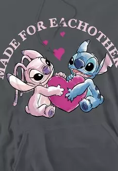 Толстовка с капюшоном LILO AND STITCH MADE FOR EACH OTHER PRINT Disney, антрацит