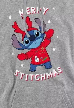 Толстовка с капюшоном LILO AND STITCH MERRY STITCHMAS CHRISTMAS Disney, серый