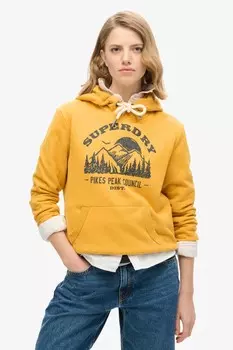 Толстовка с капюшоном Lo Fi с графическим принтом Superdry, желтый