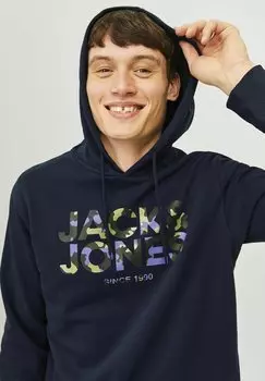 Толстовка с капюшоном LOGO Jack & Jones, темно-синий