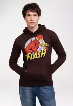Толстовка с капюшоном LOGOSHIRT "DC Comics - Flash, Fastest Man Alive", с лицензионным принтом, коричневый
