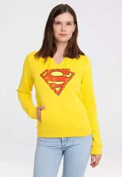 Толстовка с капюшоном LOGOSHIRT "DC Comics - Superman", с лицензионным принтом, желтый