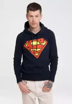 Толстовка с капюшоном LOGOSHIRT "DC – Superman Logo", с принтом супергероя, синий