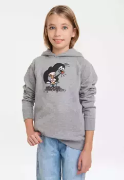Толстовка с капюшоном LOGOSHIRT "The Little Mole", с принтом The Little Mole спереди, цвет Grau-Meliert