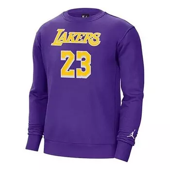 Толстовка с капюшоном los angeles lakers флисовая круглая горловина длинные рукава фиолетовый Air Jordan, фиолетовый