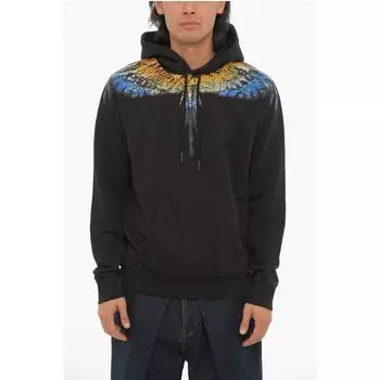 Толстовка с капюшоном LUNAR WINGS из начесаного хлопка Marcelo Burlon, Black