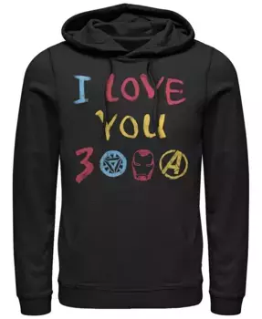 Толстовка с капюшоном Marvel Men's Avengers Endgame Iron Man Hand Drawn I Love You 3000 Fifth Sun, черный