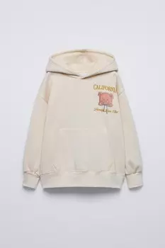 Толстовка с капюшоном «медведь» ZARA, экрю
