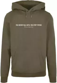 Толстовка с капюшоном Merchcode " Merchcode Men's Never Give Up Basic Hoody", оливковый
