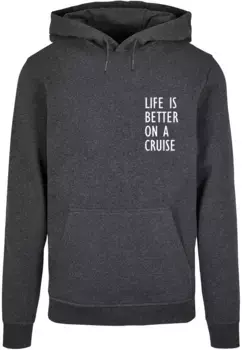 Толстовка с капюшоном Merchcode " Merchcode Men's Life Is Better Basic Hoody", цвет Charcoal