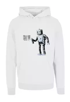 Толстовка с капюшоном Merchcode " Merchcode Men's Barcode Robot Hoody", белый