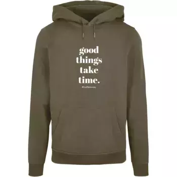 Толстовка с капюшоном Merchcode " Merchcode Men's Good Things Take Time Basic Hoody", оливковый