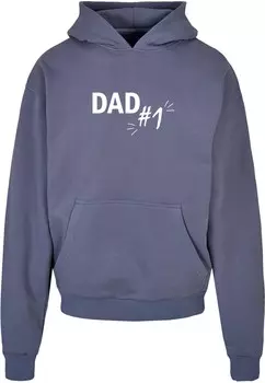Толстовка с капюшоном Merchcode Sweatshirt Fathers Day - Dad number 1, пыльно-голубой