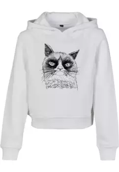 Толстовка с капюшоном Mister Tee "Mister Tee Men's Kids Unhappy Cat Cropped Hoodie" Mistertee, белый