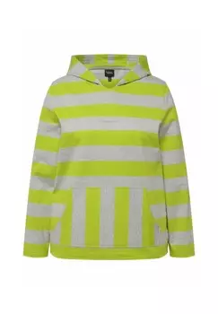 Толстовка с капюшоном MIXED STRIPE LONG SLEEVE Ulla Popken, зеленый