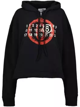 Толстовка с капюшоном MM6 Maison Margiela с цифровым мотивом, черный