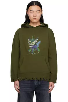 Толстовка с капюшоном Monster Pony в стиле хаки-гранж We11done