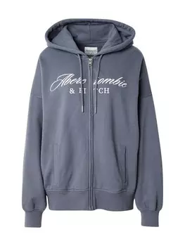 Толстовка с капюшоном на молнии Abercrombie & Fitch Zip-Up Hoodie LONG LIFE, базальтовый серый