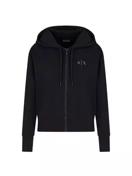 Толстовка с капюшоном на молнии ARMANI EXCHANGE, черный