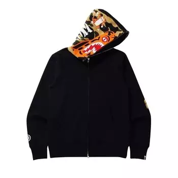 Толстовка с капюшоном на молнии BAPE Tiger, цвет Черный