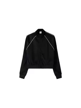 Толстовка с капюшоном на молнии Bershka, черный