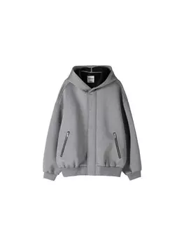 Толстовка с капюшоном на молнии Bershka Zip-Up Hoodie, серый