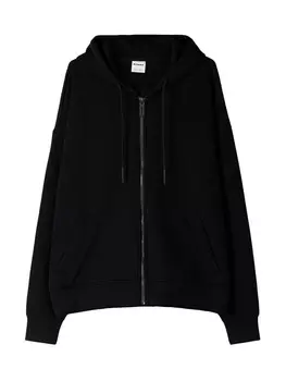 Толстовка с капюшоном на молнии Bershka Zip-Up Hoodie, черный