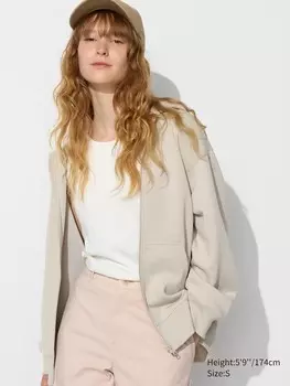 Толстовка с капюшоном на молнии большого размера dry sweat Uniqlo, бежевый