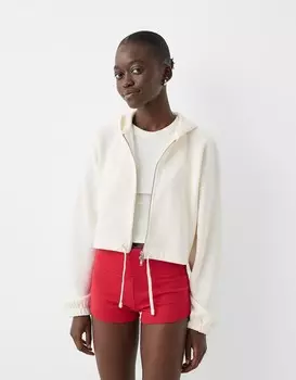Толстовка с капюшоном на молнии большого размера Bershka, белый