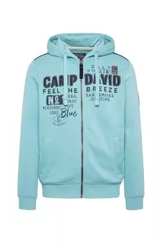 Толстовка с капюшоном на молнии CAMP DAVID, цвет Cyan blue
