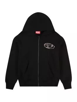 Толстовка с капюшоном на молнии DIESEL, черный