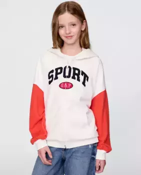 Толстовка с капюшоном на молнии для девочек с логотипом GAP SPORT спереди, многоцветный