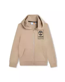 Толстовка с капюшоном на молнии для мальчика Timberland, бежевый