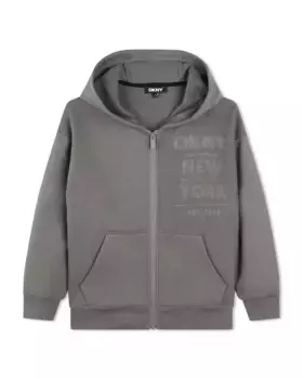 Толстовка с капюшоном на молнии для мальчика DKNY, темно-серый