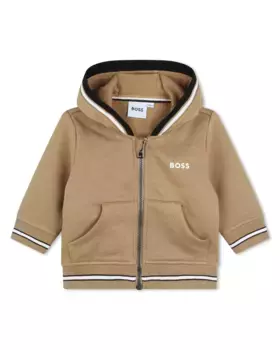Толстовка с капюшоном на молнии для мальчика BOSS Kidswear, светло-коричневый