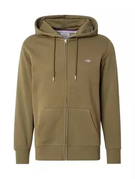 Толстовка с капюшоном на молнии GANT, оливковый