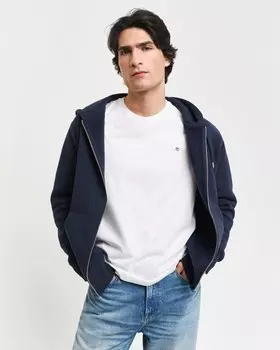Толстовка с капюшоном на молнии GANT Zip-Up Hoodie, синий