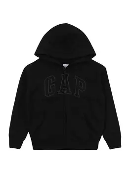 Толстовка с капюшоном на молнии GAP HERITAGE, черный