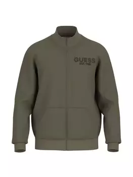 Толстовка с капюшоном на молнии GUESS, оливковый