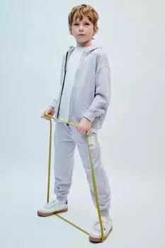 Толстовка с капюшоном на молнии и надписью ZARA, цвет Light grey