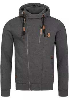 Толстовка с капюшоном на молнии INDICODE JEANS Elm, темно-серый