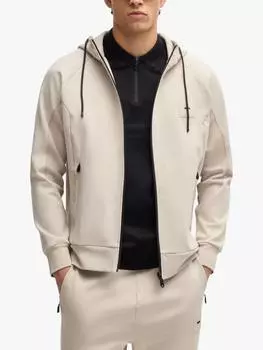 Толстовка с капюшоном на молнии из джерси hugo HUGO BOSS, бежевый