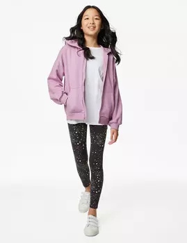 Толстовка с капюшоном на молнии из хлопка (6–16 лет) Marks & Spencer, розовый