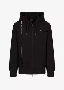 Толстовка с капюшоном на молнии из органического хлопка Armani Exchange, черный