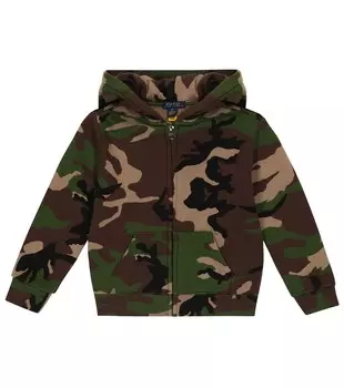 Толстовка с капюшоном на молнии из смесового хлопка с камуфляжным принтом Polo Ralph Lauren, разноцветный