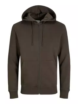 Толстовка с капюшоном на молнии JACK & JONES Zip-Up Hoodie JJESTAR, темно-коричневый