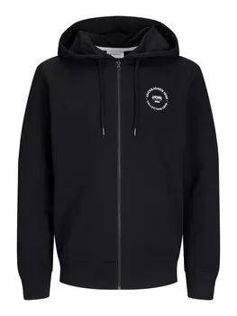 Толстовка с капюшоном на молнии JACK & JONES Zip-Up Hoodie, черный