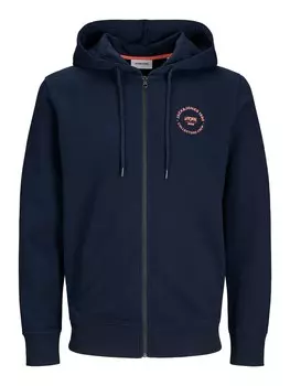 Толстовка с капюшоном на молнии JACK & JONES Zip-Up Hoodie, ночной синий