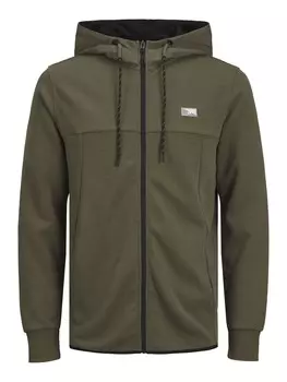 Толстовка с капюшоном на молнии JACK & JONES Zip-Up Hoodie JCOAir, оливковый