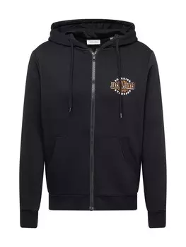 Толстовка с капюшоном на молнии JACK & JONES Zip-Up Hoodie, черный